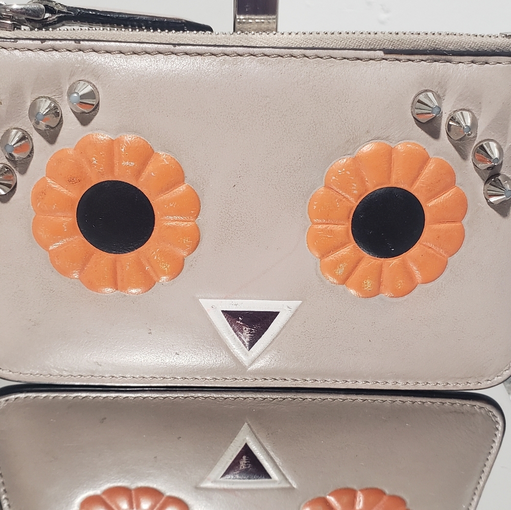 Fendi Leather Floral Face Coin Pouch Keychain - Picture 4 of 10